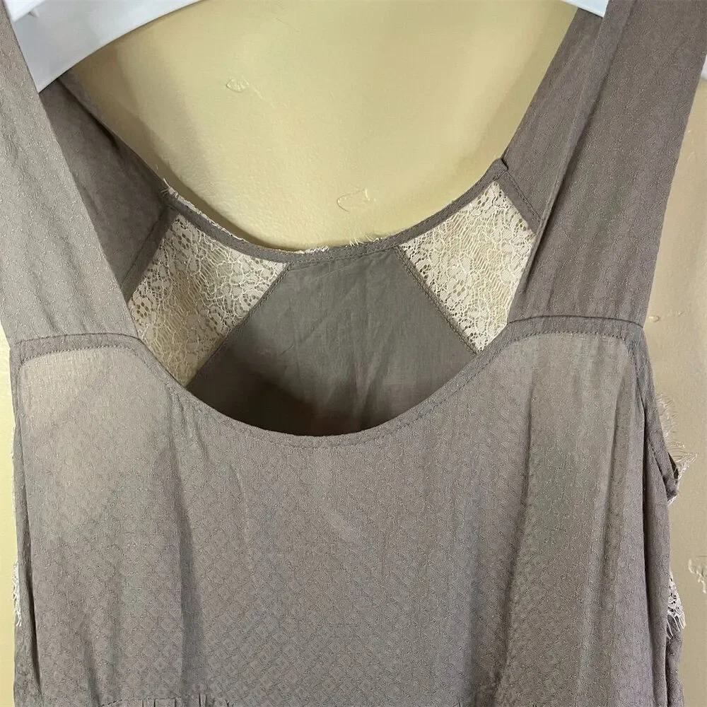 Free People Georgia Lace Detail Boho A-line Womens Dress Size‎ 6 Gray Festival